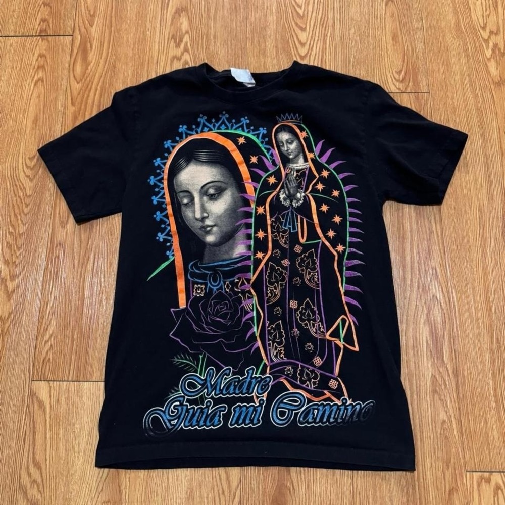 Vintage Virgin Mary Shirt‎ Multicolor Mother Mary Jesus God Black Measures Small